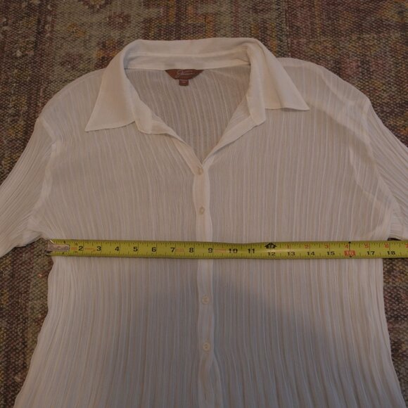 Jessica Simpson White Mesh Button Down Long Sleeve Top Size 12 - Picture 6 of 7